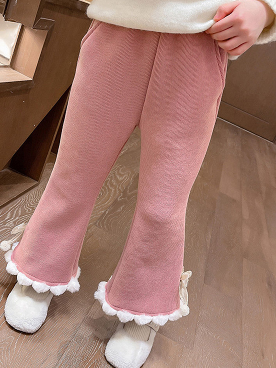 

LULU & SKY Girls Printed Flared High-Rise Trousers, Pink