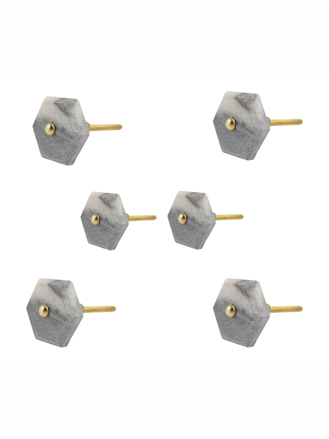 

Indianshelf Grey & Yellow 6 Pieces Stone Hexagon Knobs