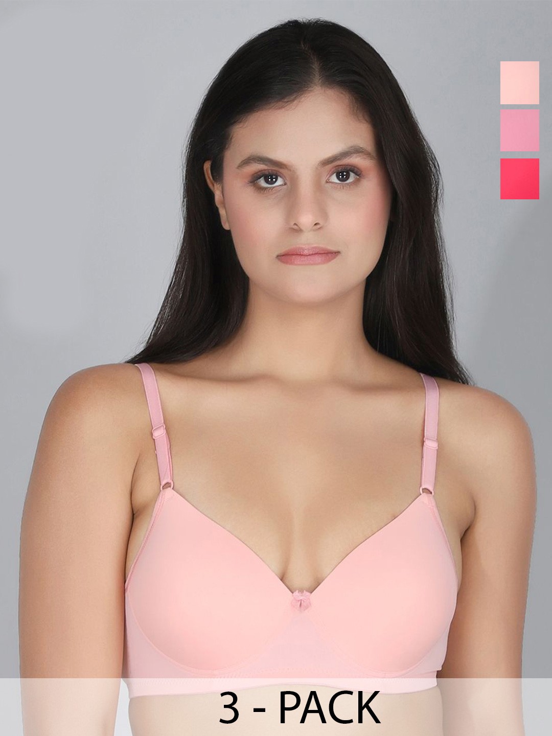 

StyFun Women Pack of 3 Full Coverage Lightly Padded Bra, Beige