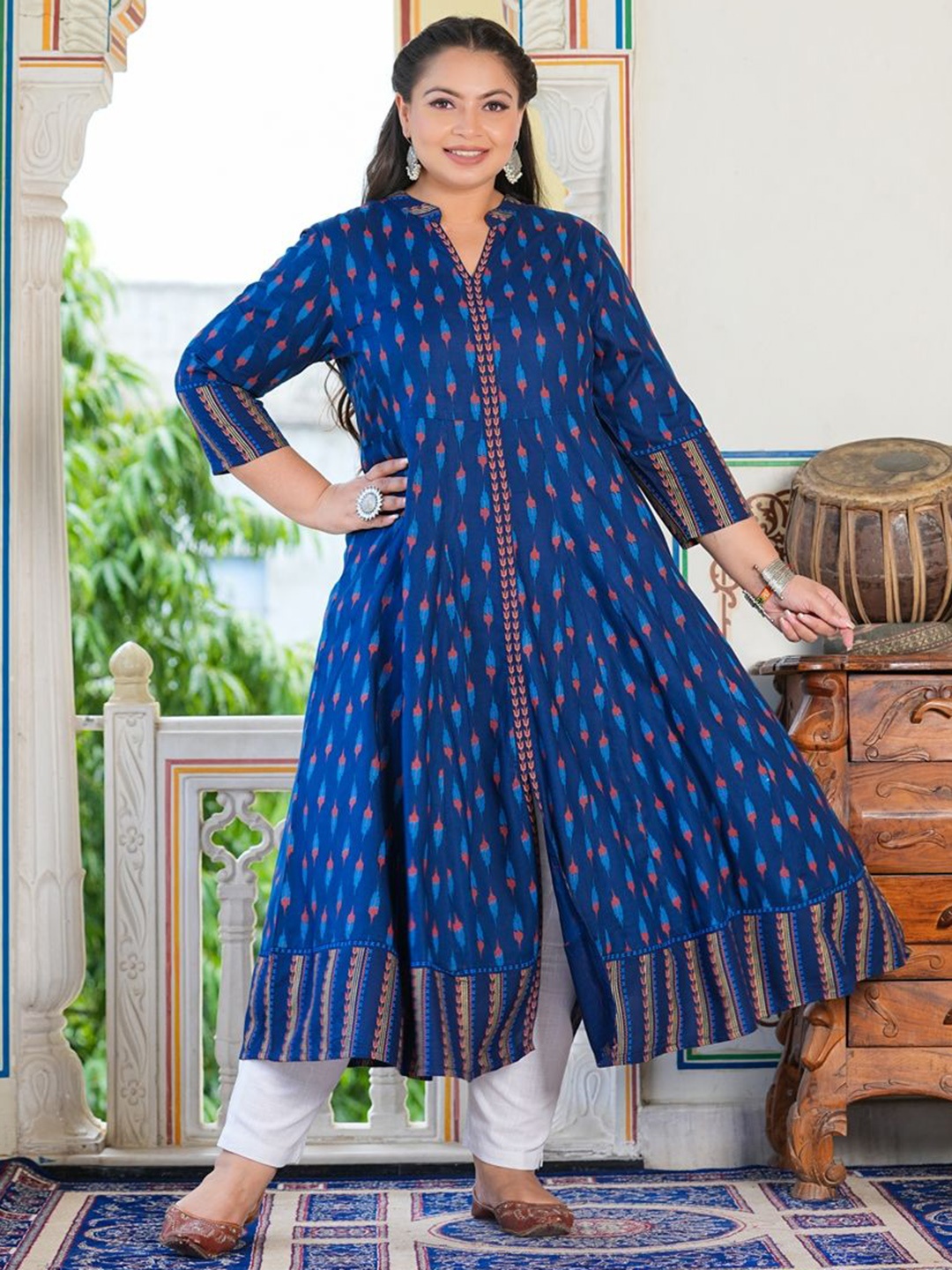 

KALINI Women Geometric Printed Anarkali Kurta, Blue