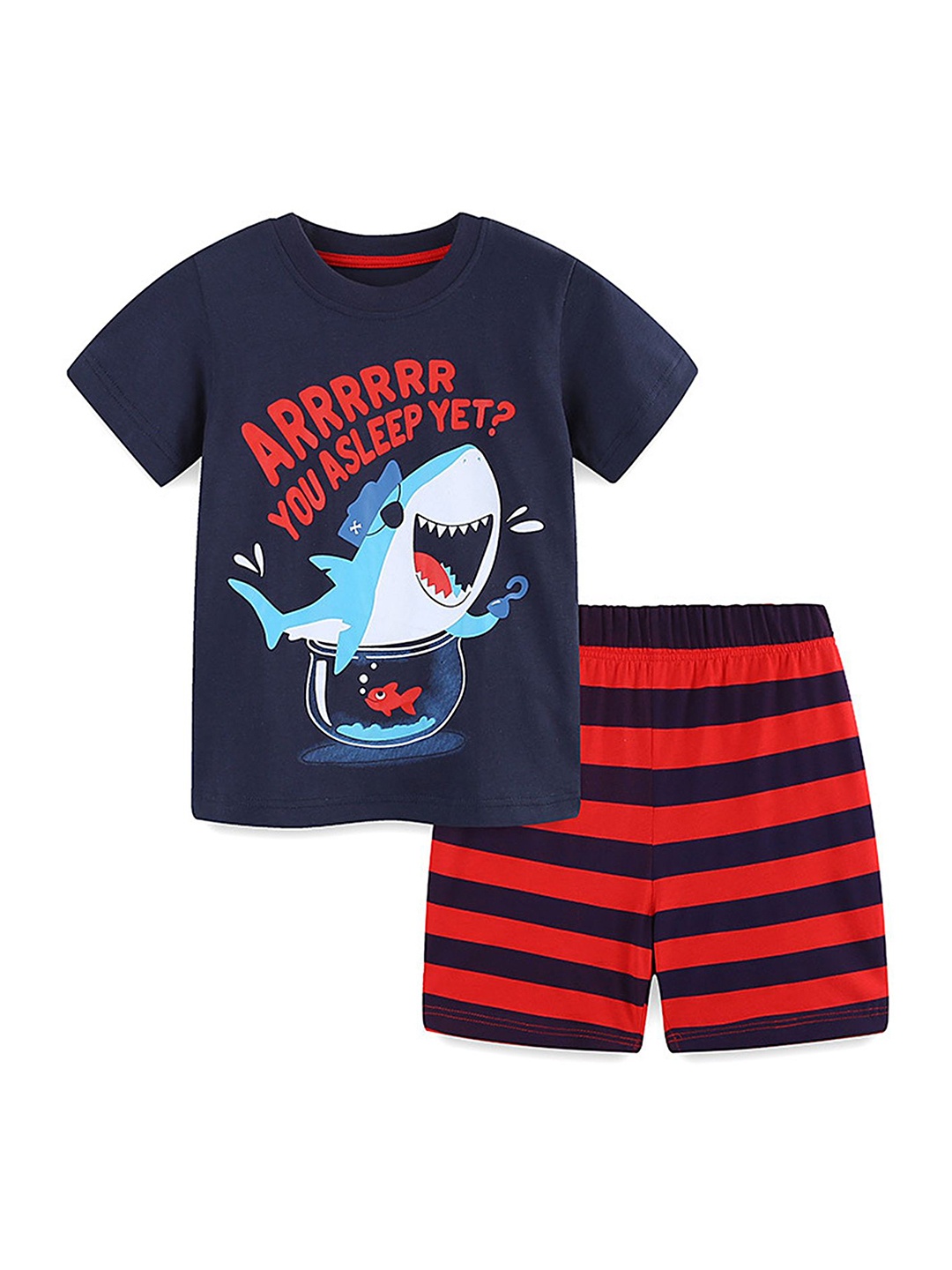 

LULU & SKY Boys Printed T-shirt with Shorts, Blue