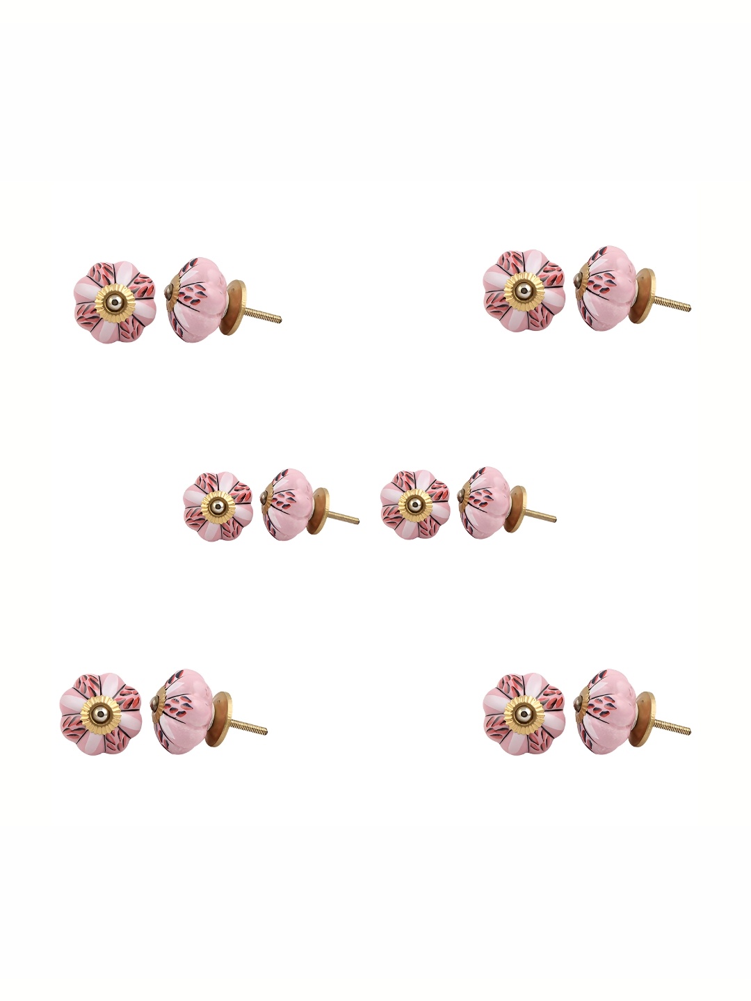 

Indianshelf Pink & Red 6 Pieces Printed Ceramic Knobs