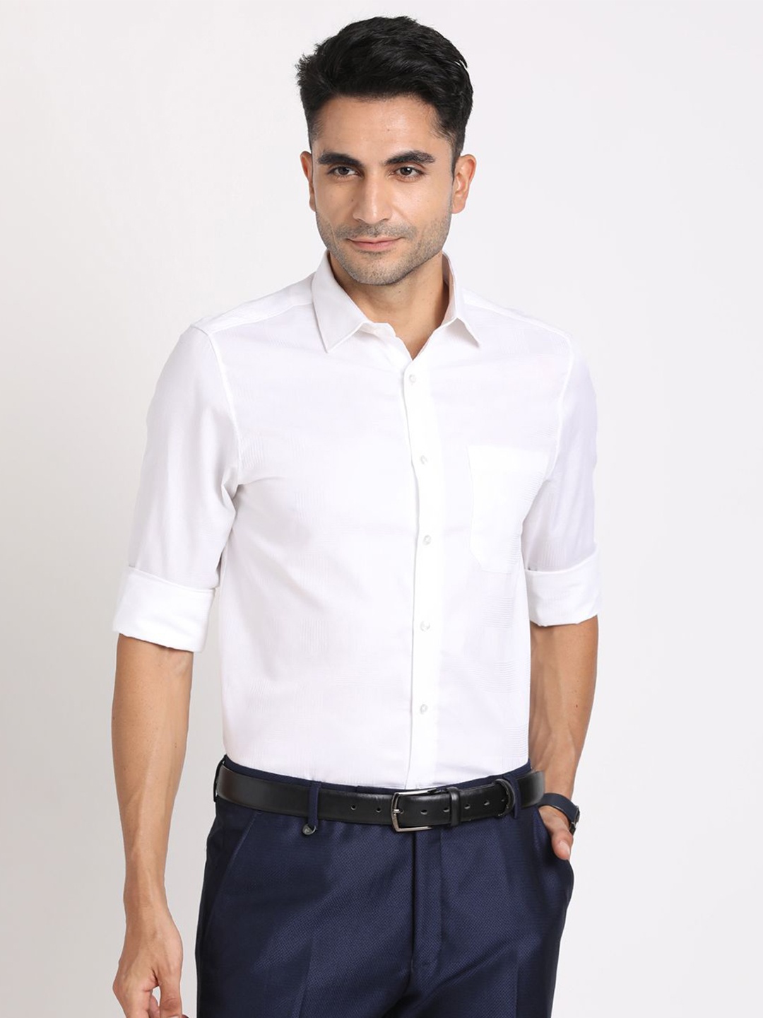 

Turtle Men Standard Slim Fit Opaque Formal Shirt, White