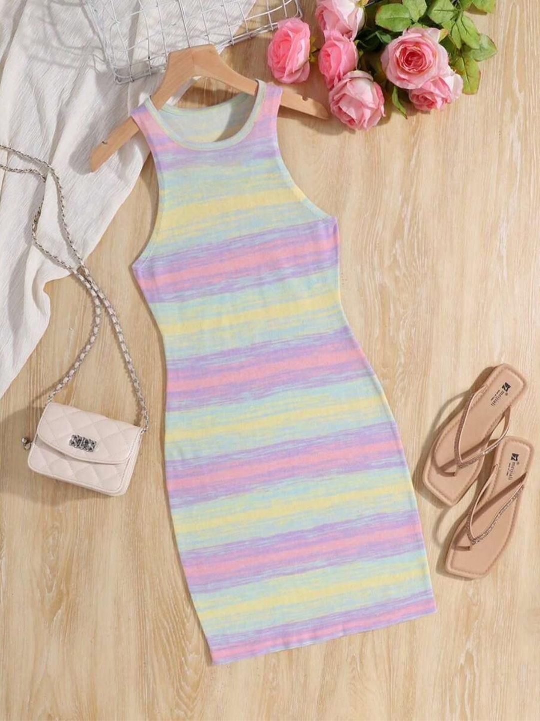 

Miss & Chief Girls Striped Bodycon Midi Dress, Pink