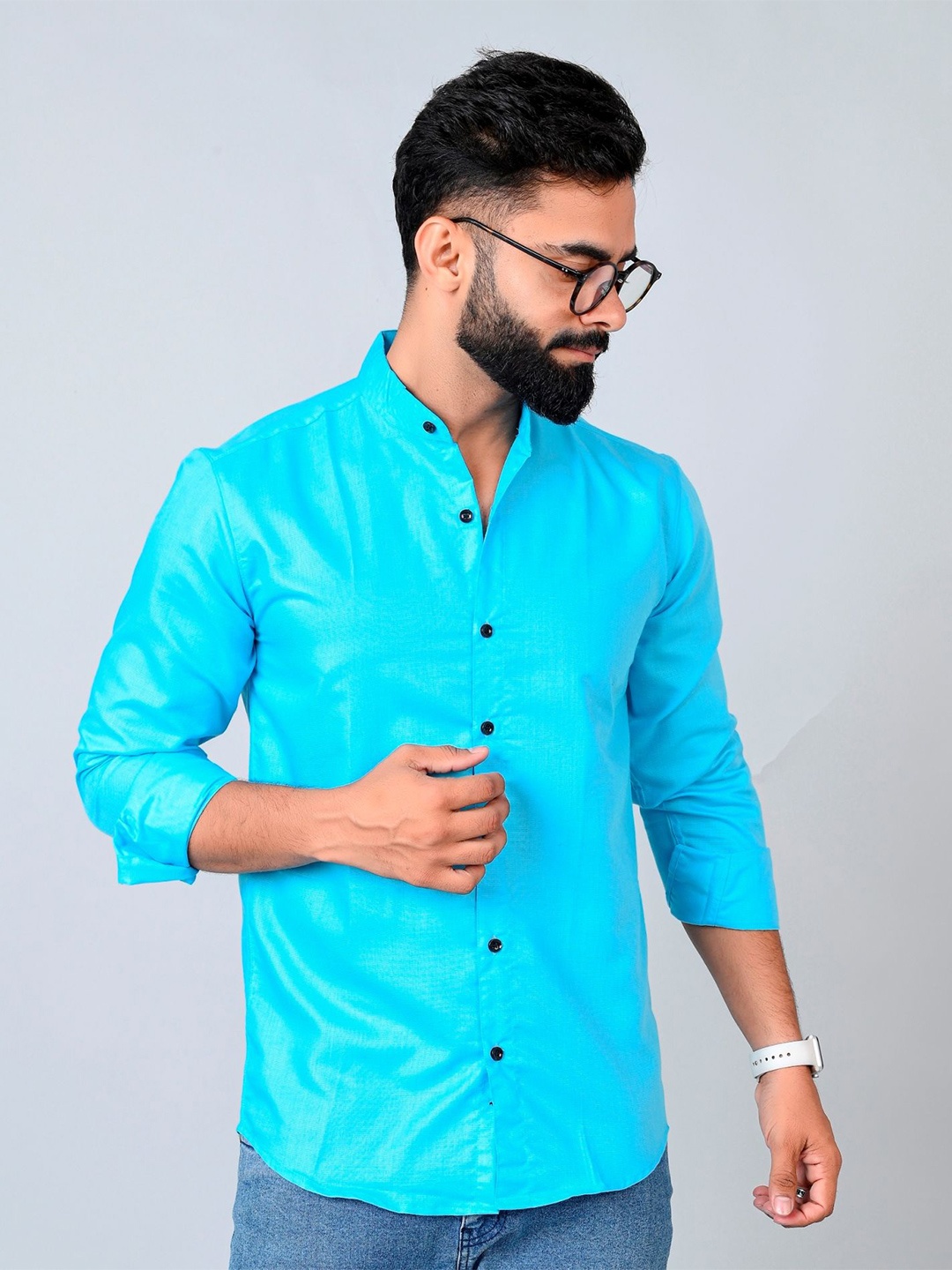 

Tanip Men Sheer Casual Shirt, Blue