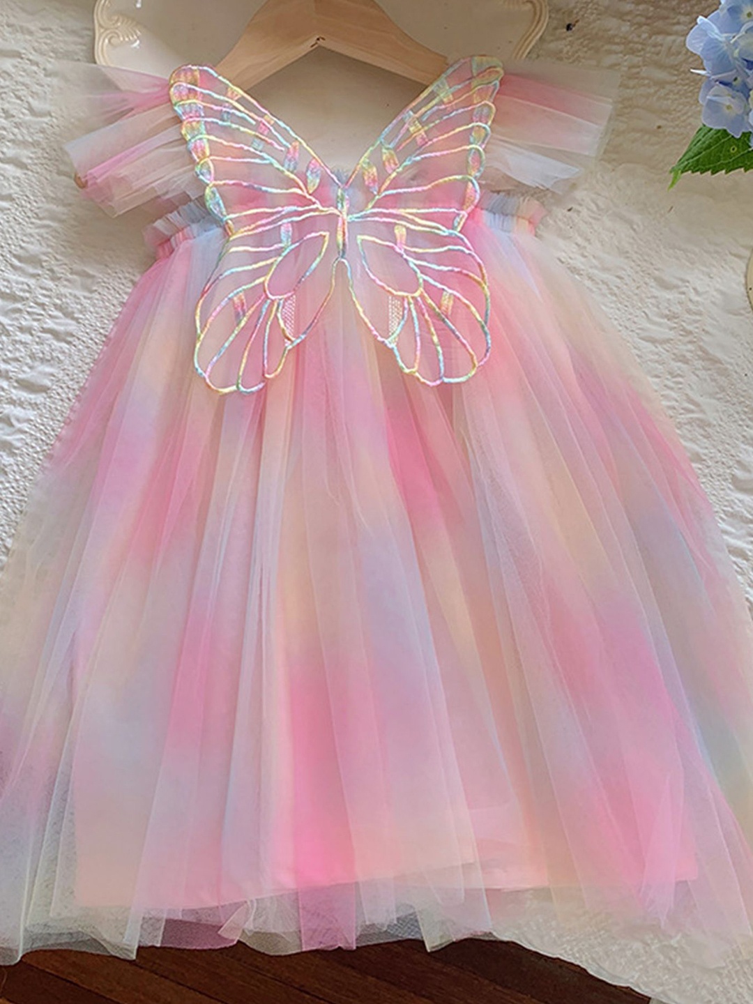 

LULU & SKY Girls Butterfly-applique Tulle Fit & Flare Dress, Pink