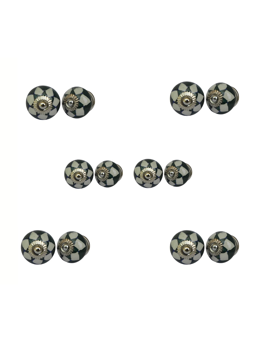 

Indianshelf 6-Pcs Green & Cream Round Ceramic Knobs