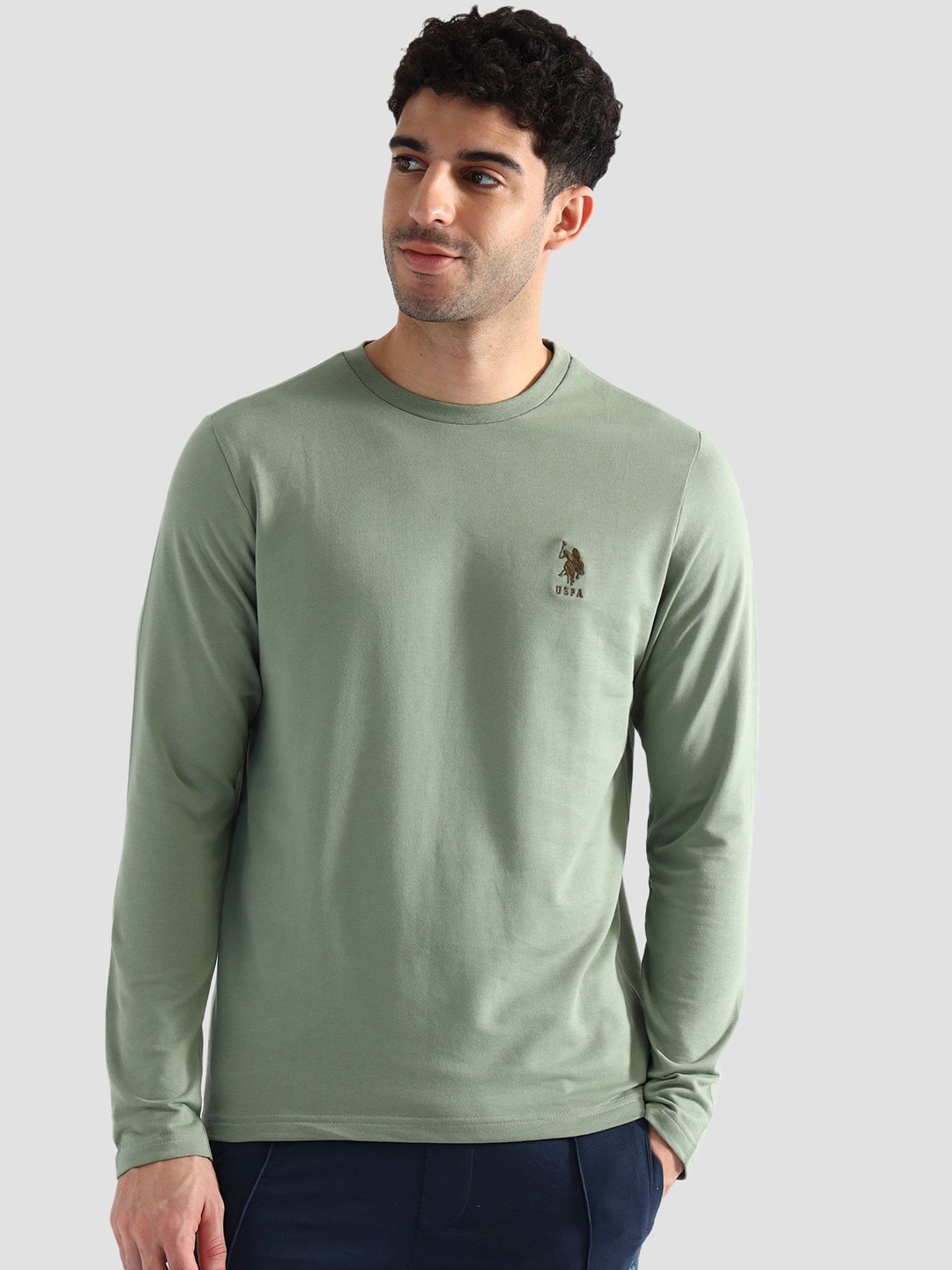 

U.S. Polo Assn. Round Neck Pure Cotton Lounge T-Shirt, Green