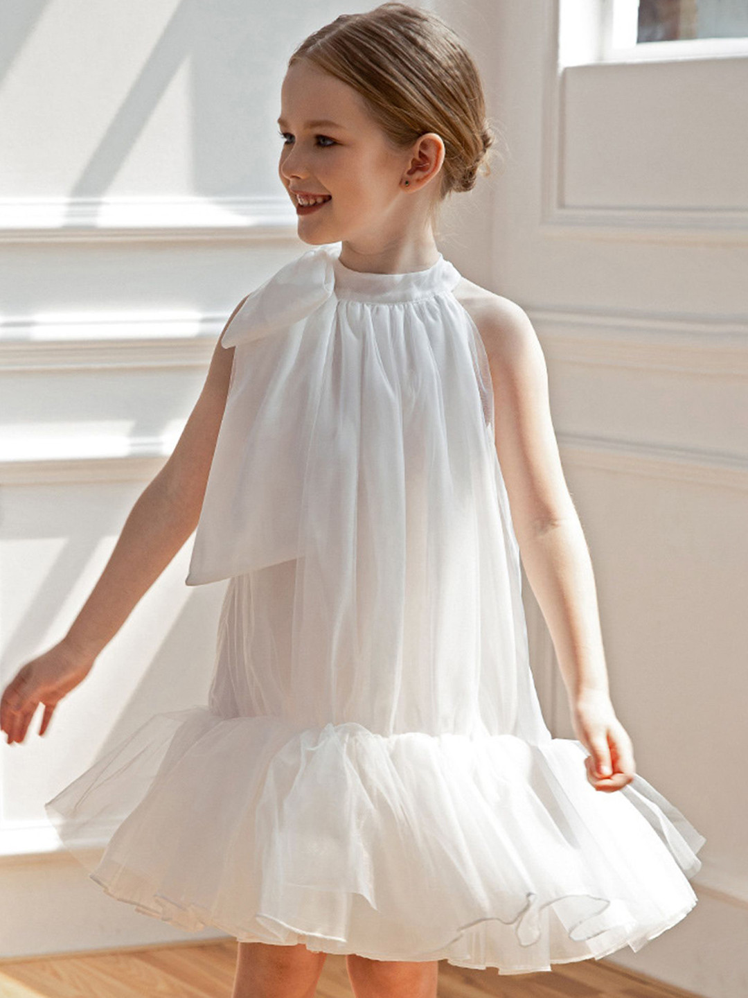 

LULU & SKY Girls Sleeveless A-Line Dress, White