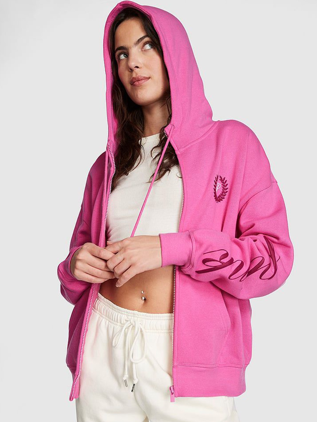 

Victoria's Secret Women Typography Printed Hooded Sweatshirt, Pink