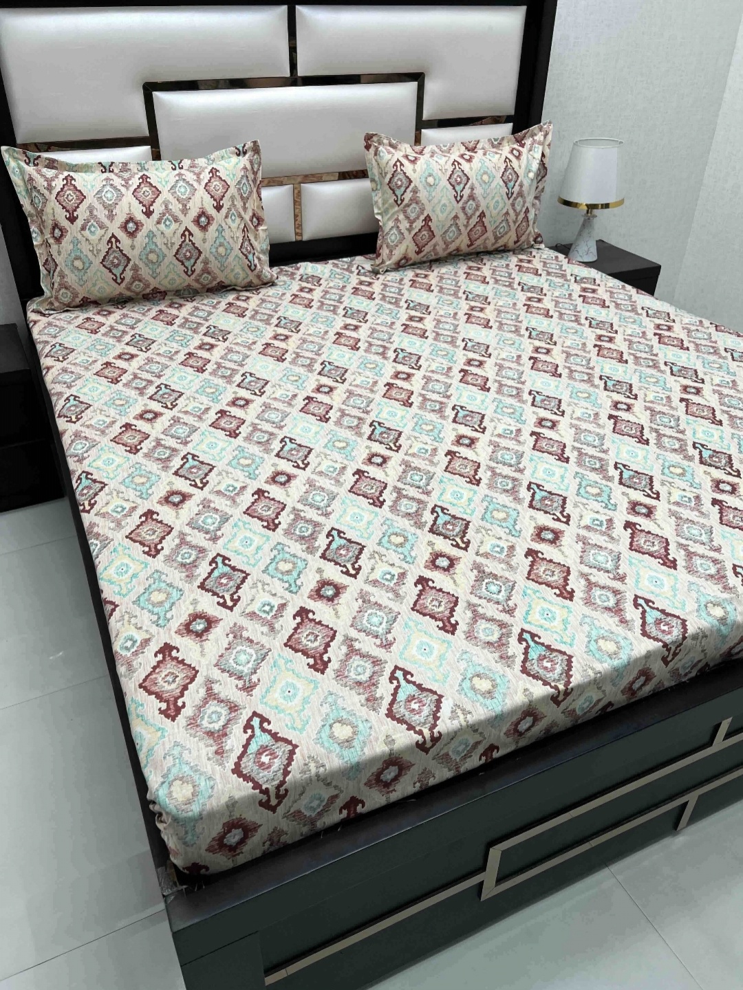 

Pure Decor Cotton Queen Size Double Bedsheet With 2 Pillow Covers 2.28m X 2.54m, Beige