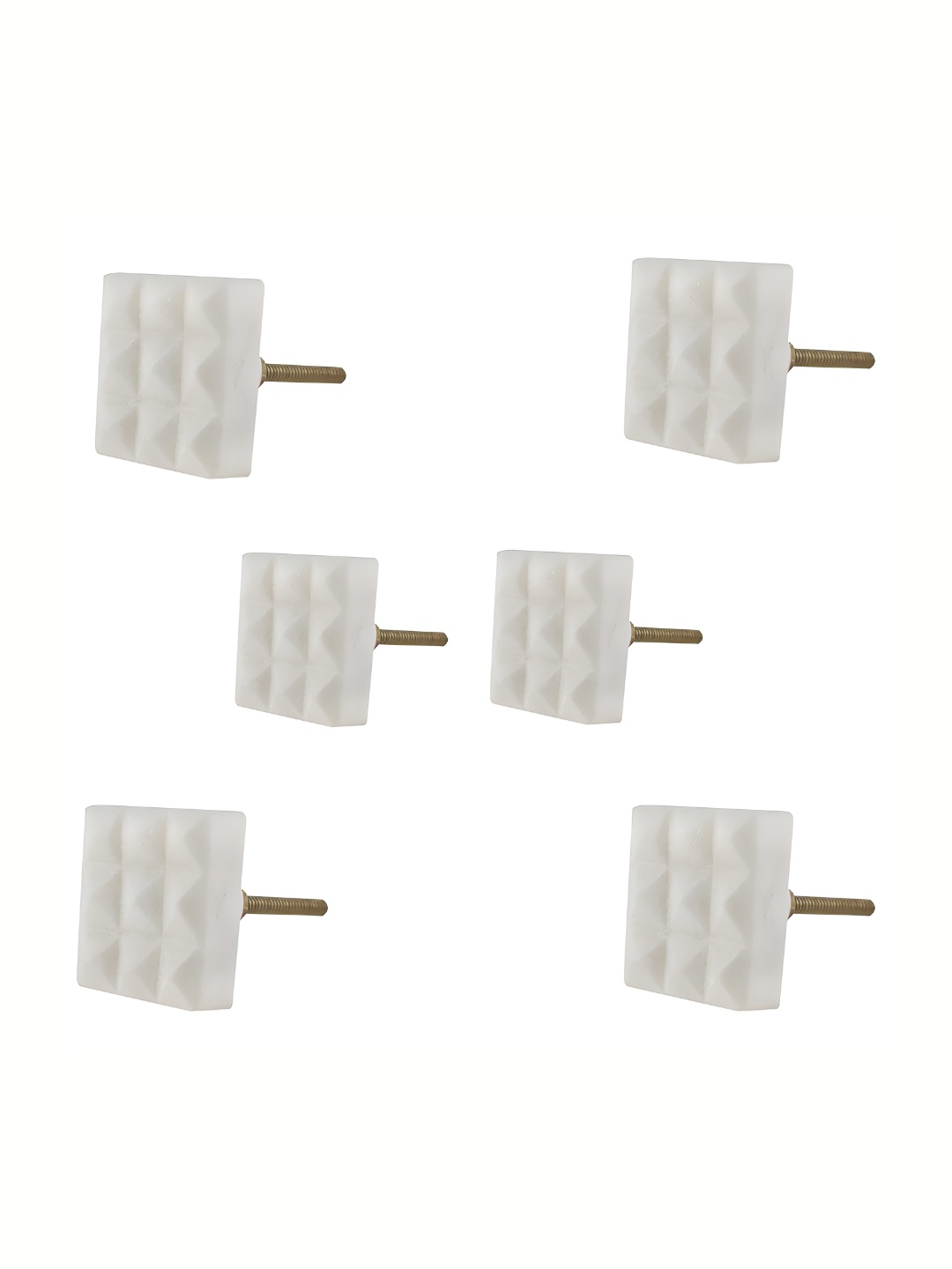 

Indianshelf White 6 Pieces Textured Stone Knobs