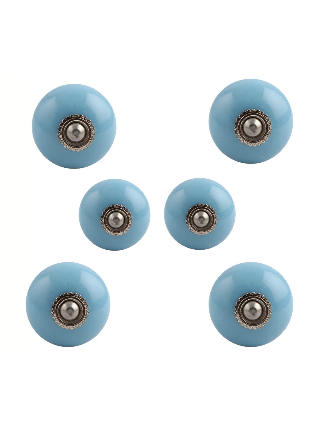 

Indianshelf 6Pcs Blue Textured Ceramic Knobs