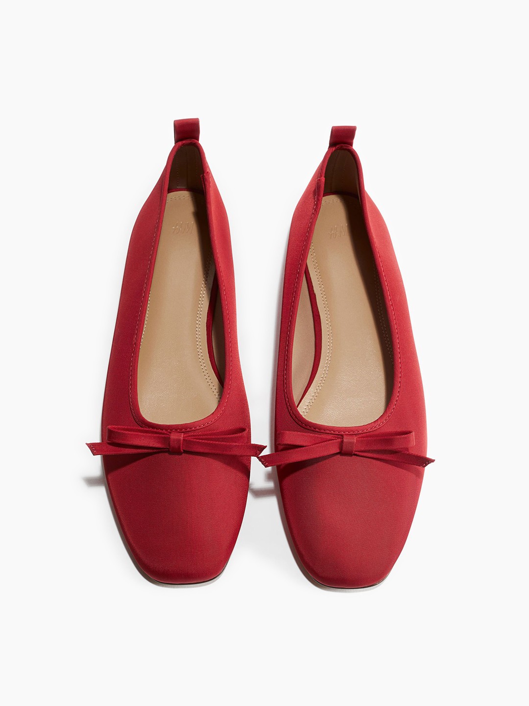 

H&M Bow-Detail Ballet Pumps, Red