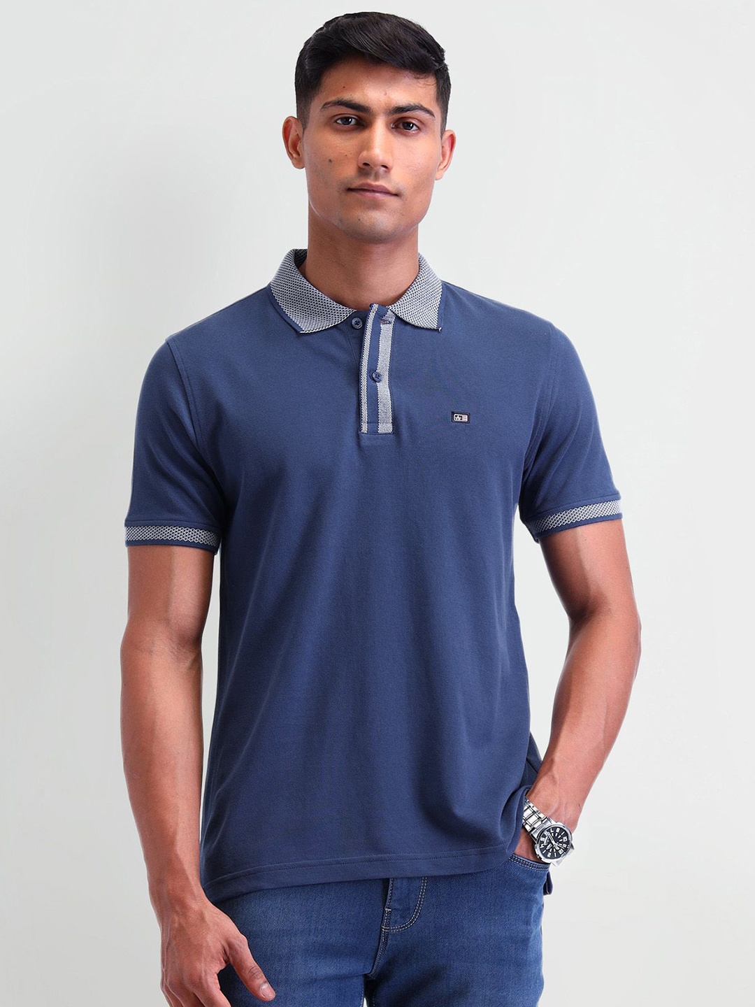 

Arrow Sport Men Brand Logo Polo Collar T-shirt, Blue