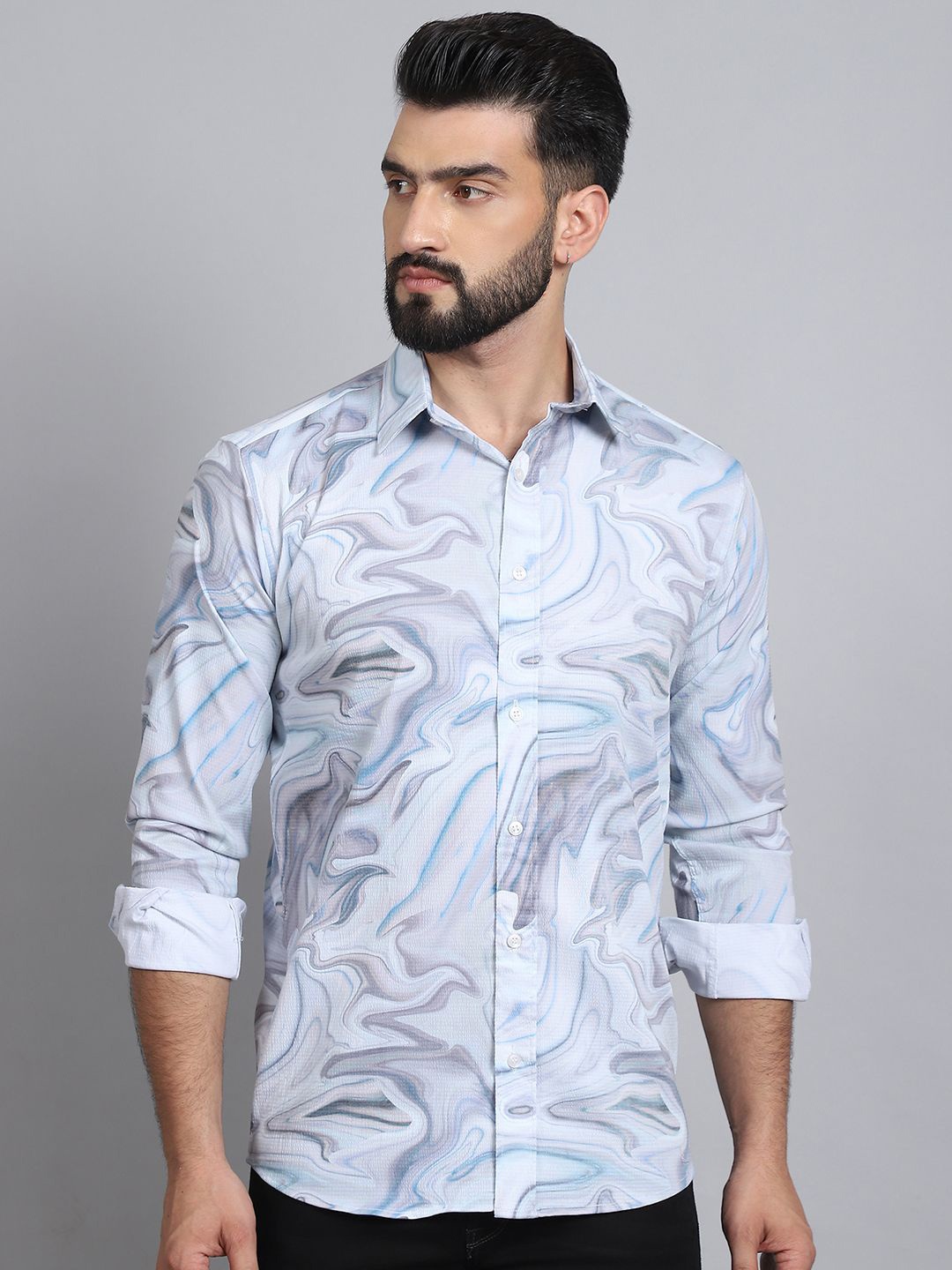 

Tanip Men Sheer Casual Shirt, Blue