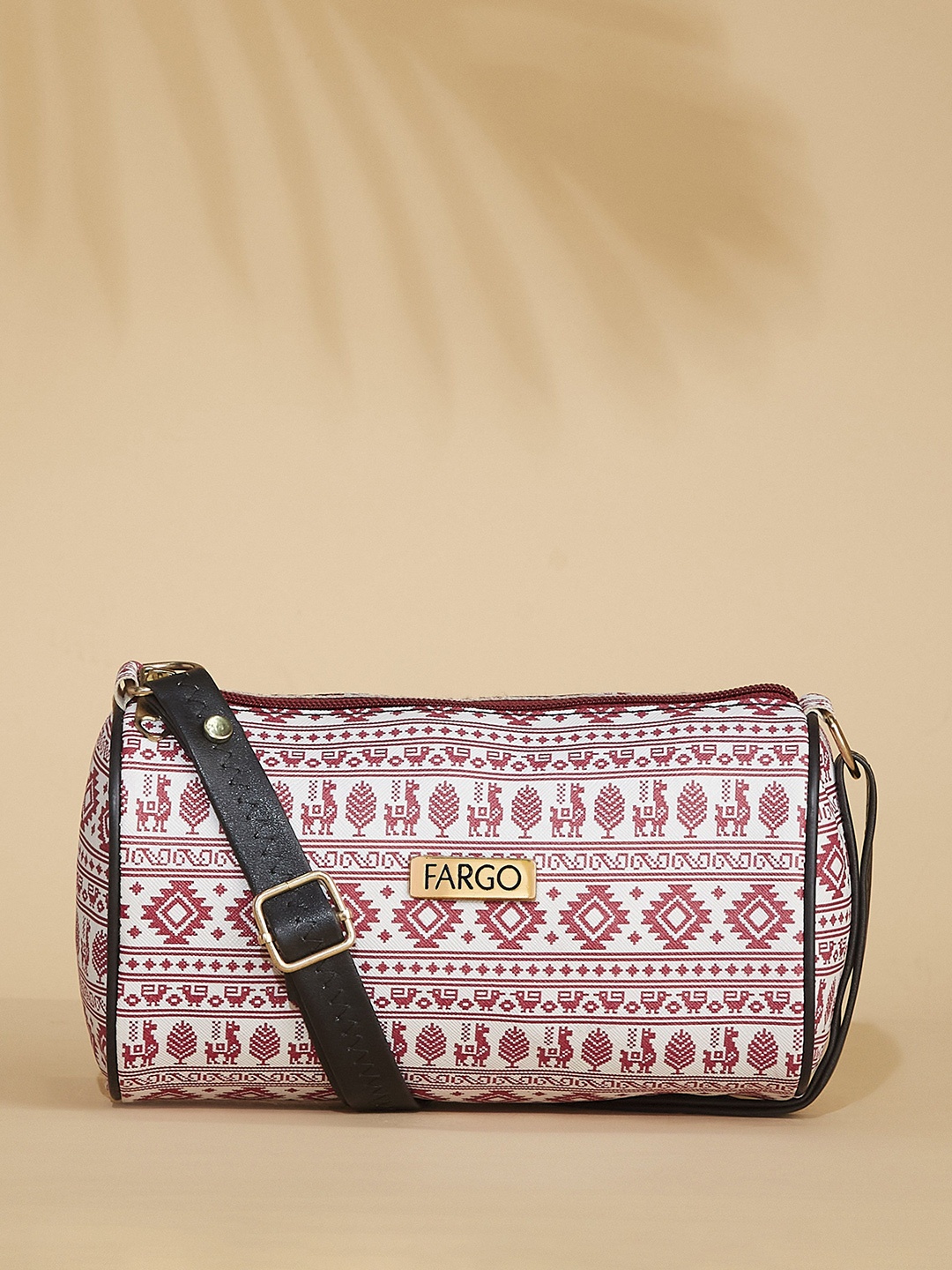 

FARGO Printed PU Structured Sling Bag, Maroon