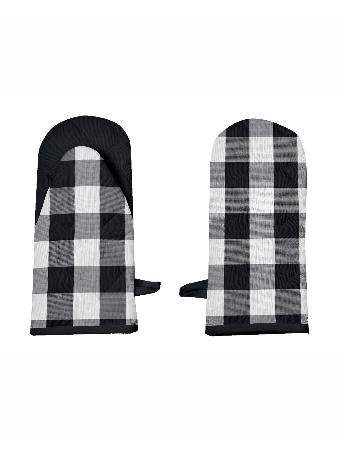 

Lushomes Set Of 2 Black & White Checked Heat Proof Oven Gloves