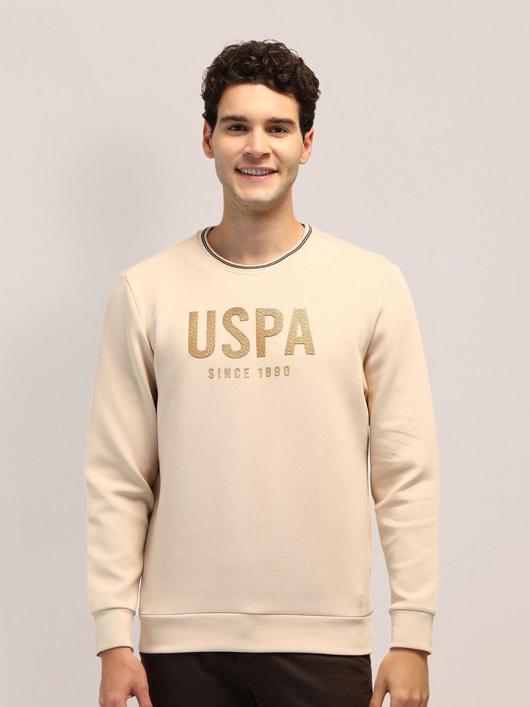 

U.S. Polo Assn. Men Printed Sweatshirt, Beige