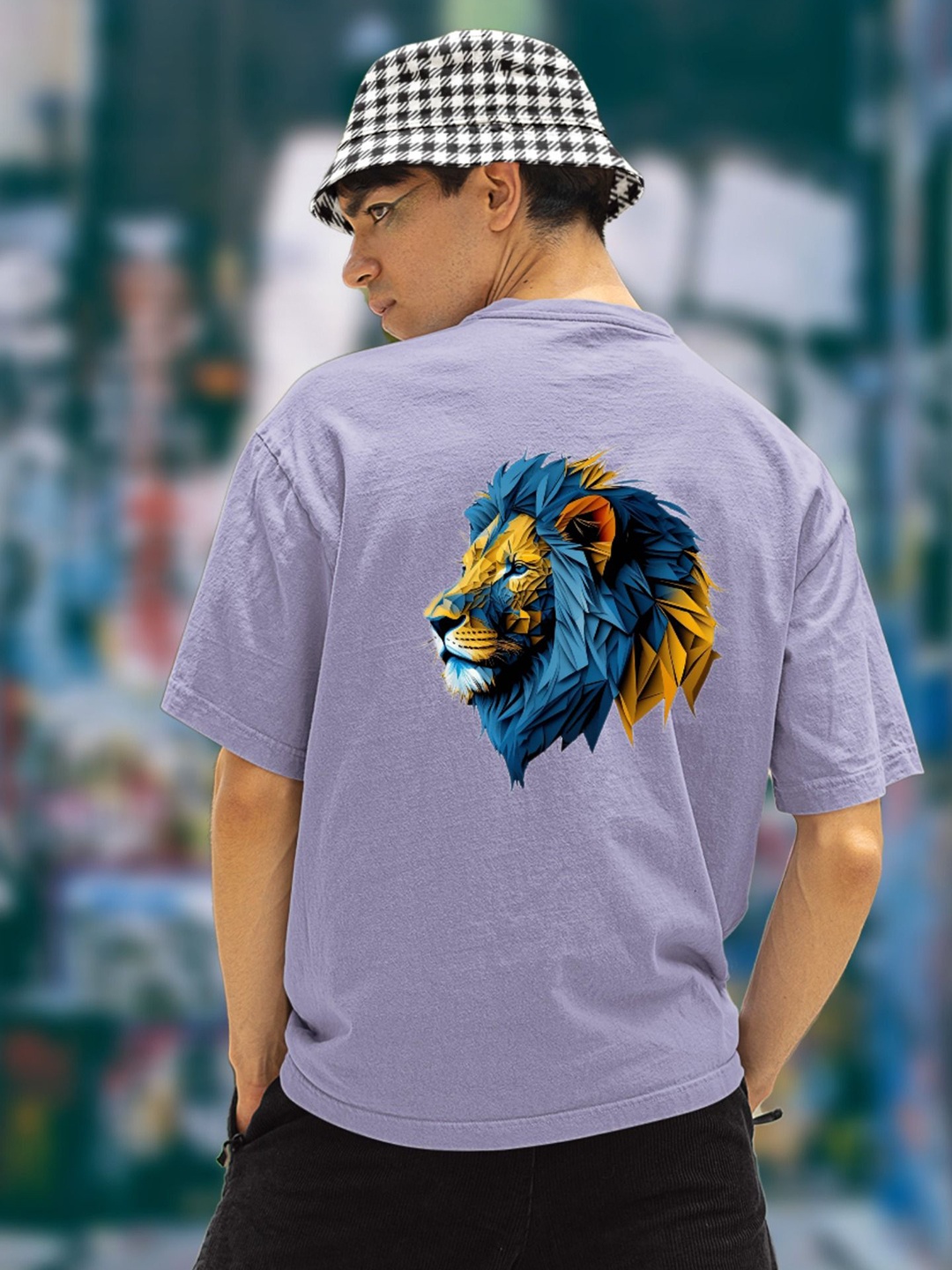 

Elibolz Men Printed Drop-Shoulder Sleeves Bio Finish T-shirt, Purple