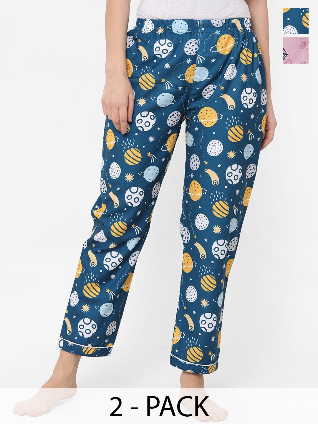 

FashionRack Women Pack Of 2 Printed Lounge Pants, Blue