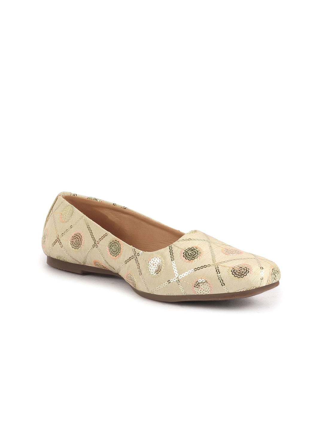 

FAUSTO Women Woven Design Lightweight Mojaris, Cream