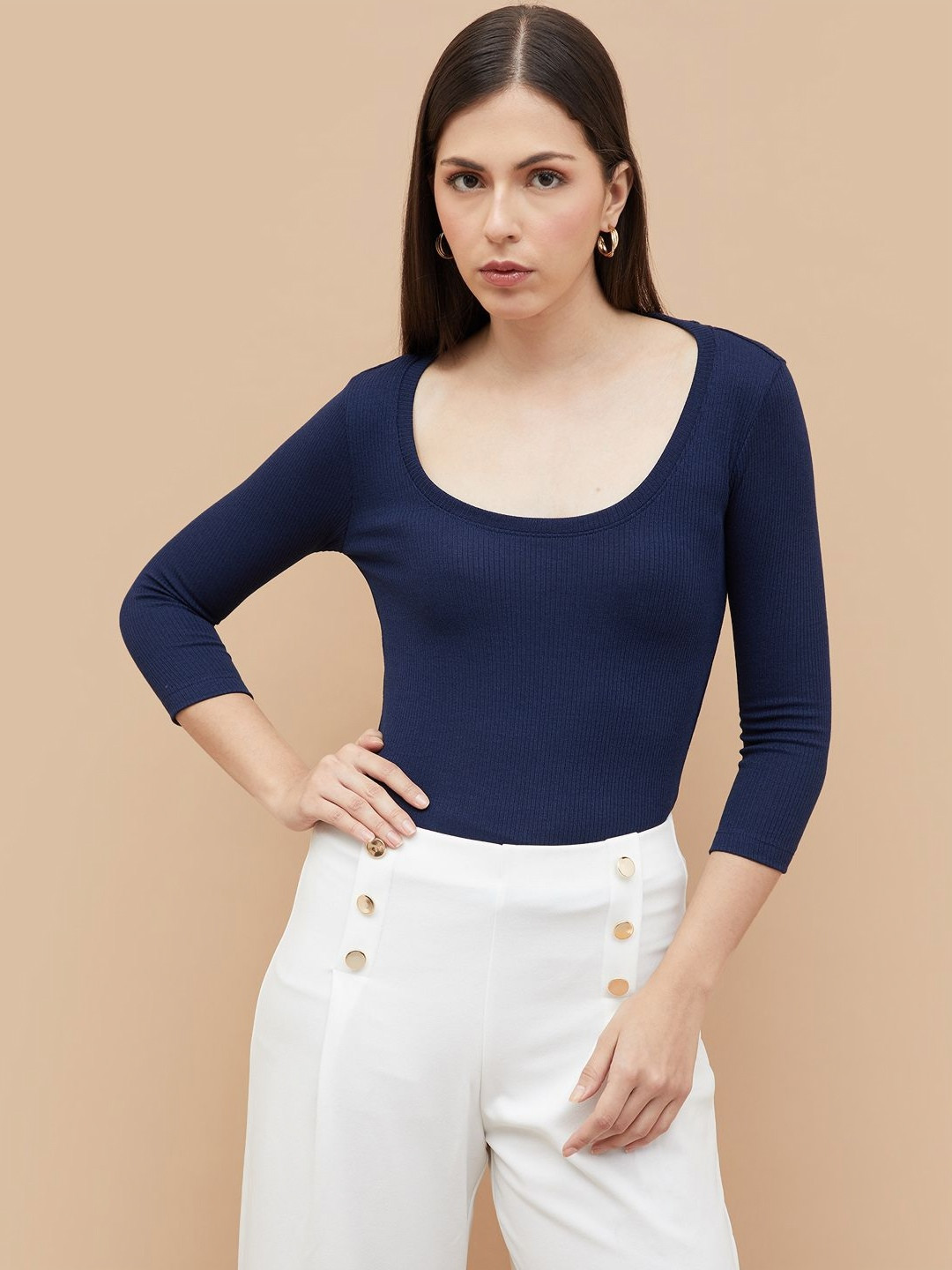 

CODE by Lifestyle Women Extended Sleeves Pockets T-shirt, Blue