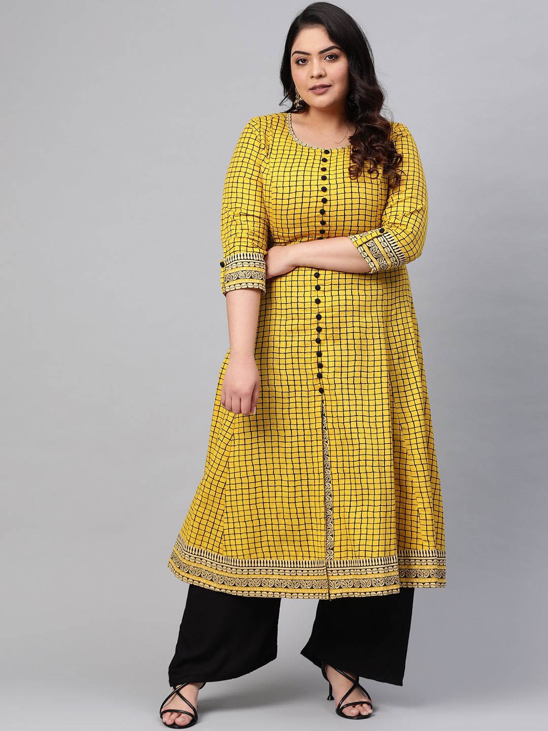 

YASH GALLERY Women Printed Anarkali Kurta, Yellow