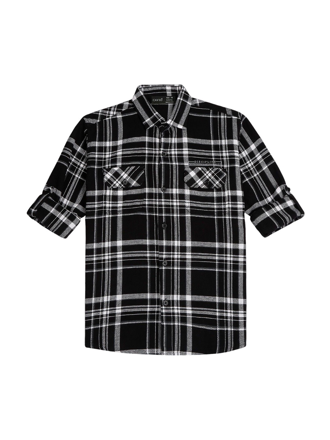 

CAVIO Boys Comfort Tartan Checks Opaque Checked Casual Shirt, Black