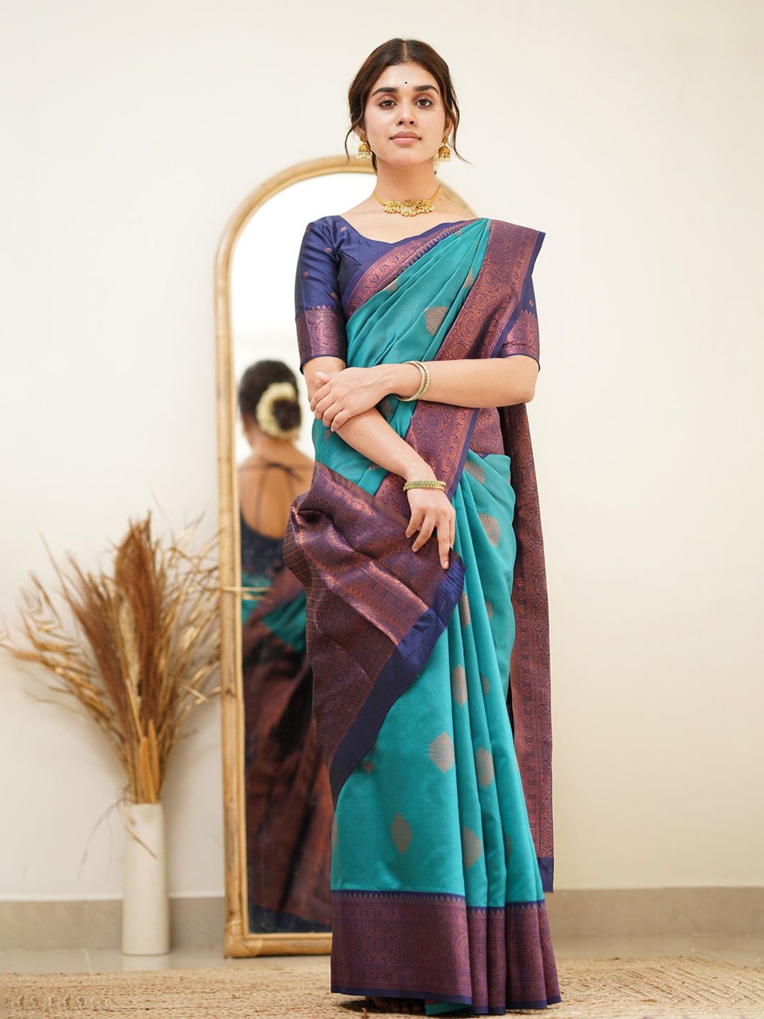 

Visit Wear Woven Design Pure Silk Banarasi Saree, Sea green