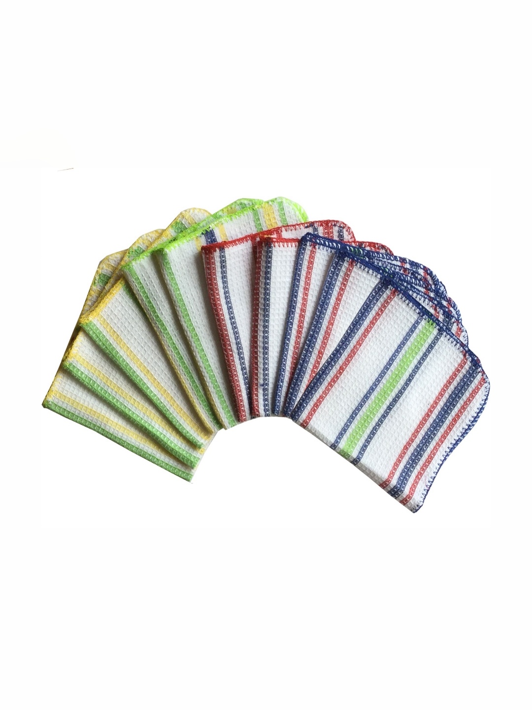 

Lushomes 10-Pcs Green & Red Cotton Striped Kitchen Towels