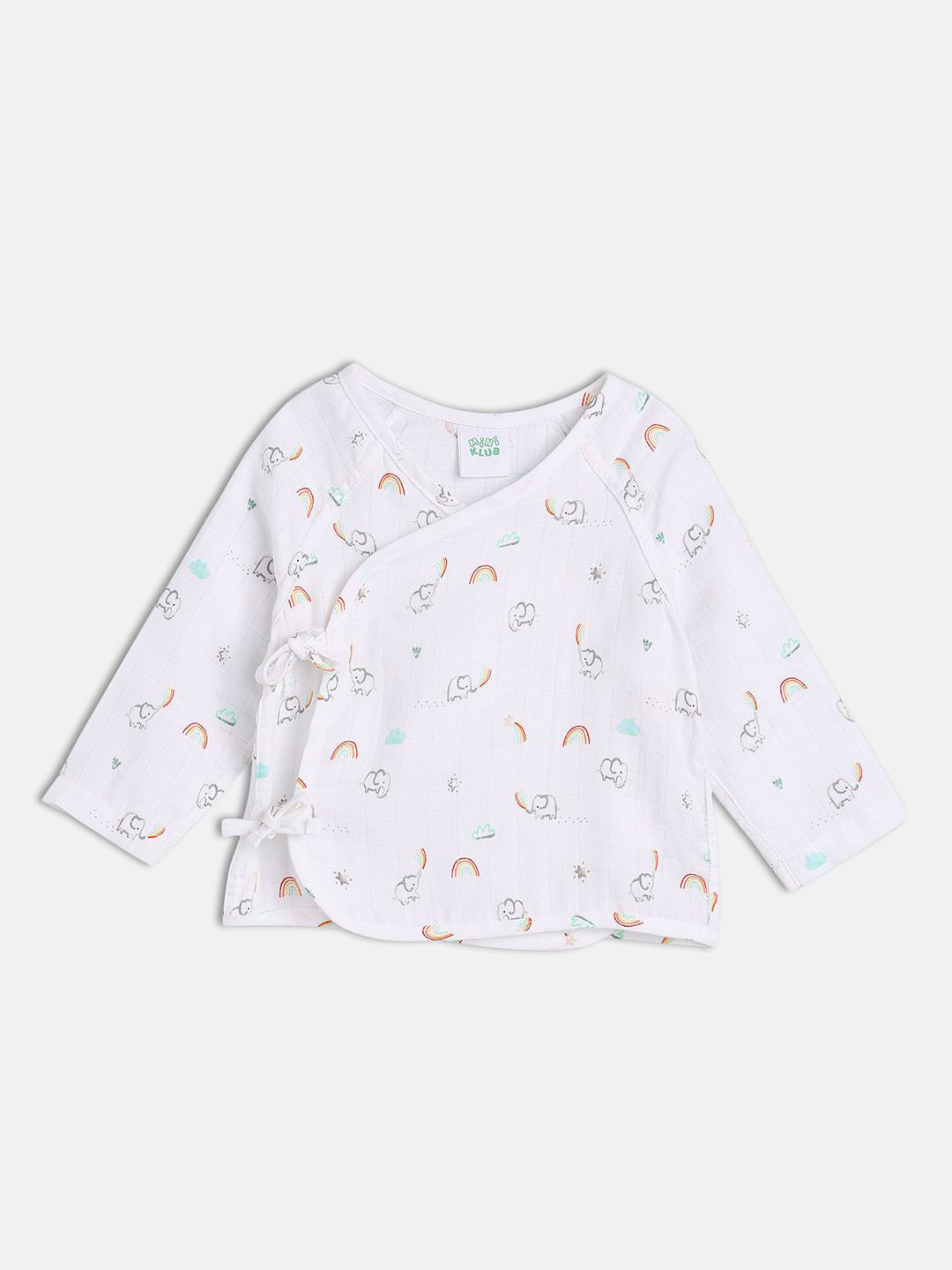 

MINI KLUB Kids Cotton Printed Jhabla, White