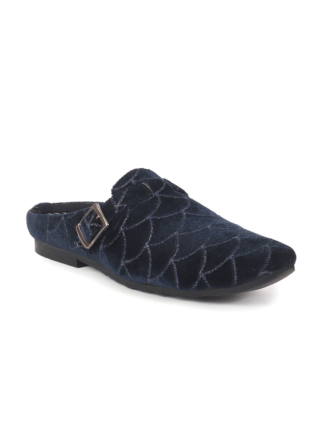

FAUSTO Men Woven Design Velvet Mojaris, Blue