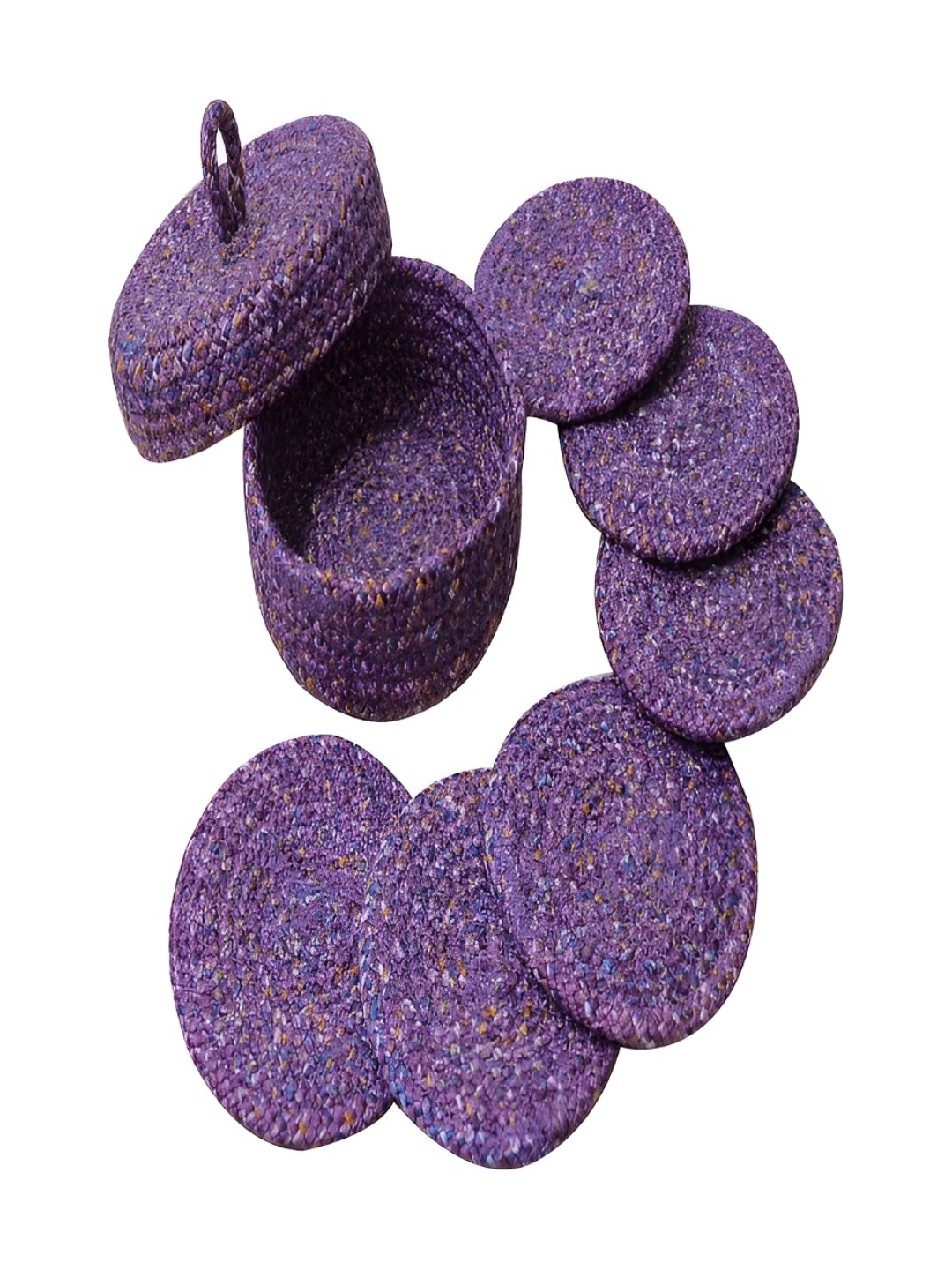 

LADLI JEE Set Of 6 Purple Round Woven Microfiber Coasters
