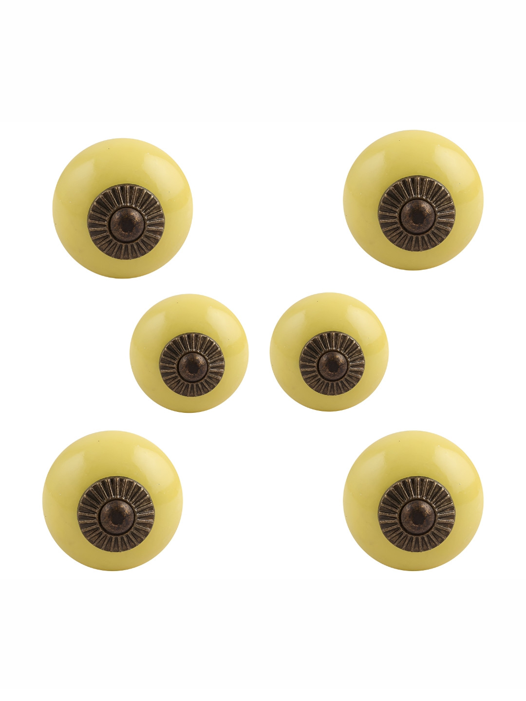 

Indianshelf Set of 6 Blue & Brown Round Cabinet Knobs, Yellow