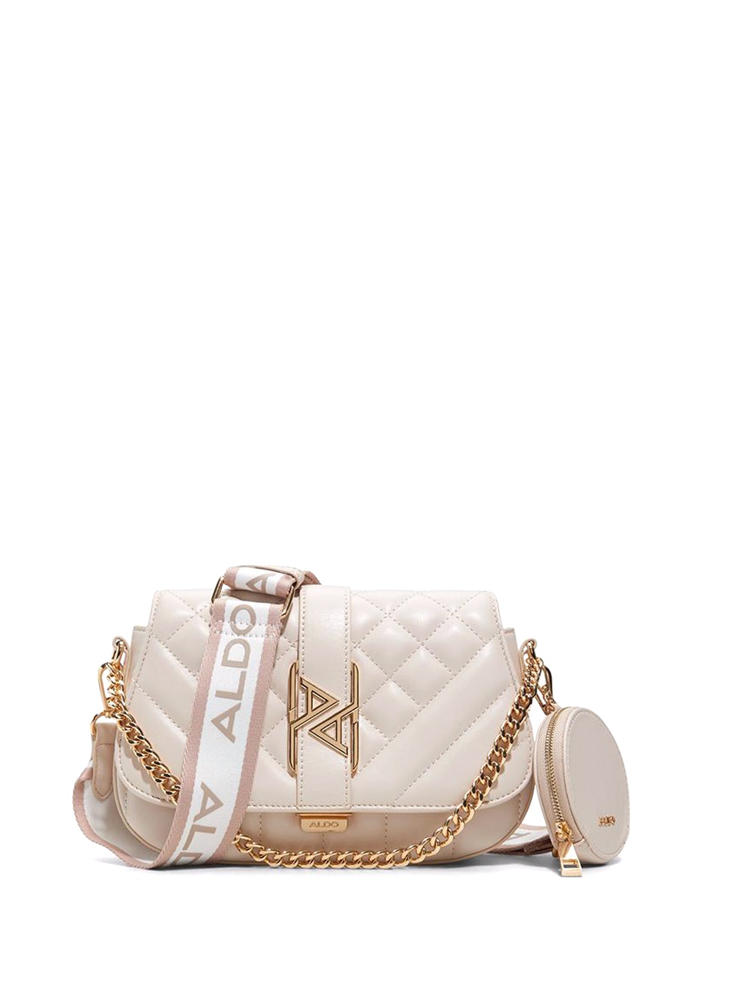 

ALDO Textured Structured Sling Bag with Quilted, White