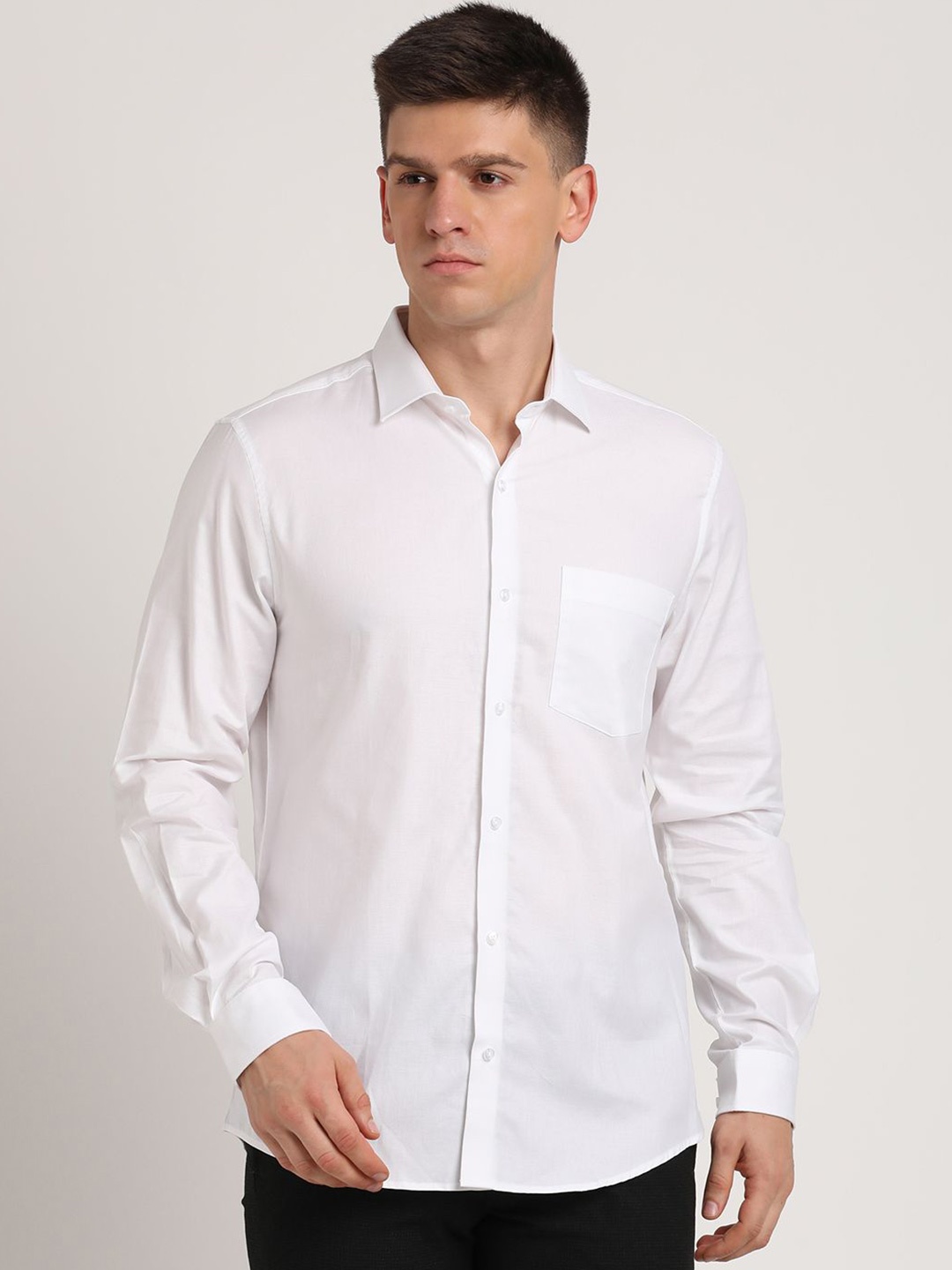 

Turtle Men Standard Slim Fit Opaque Formal Shirt, White