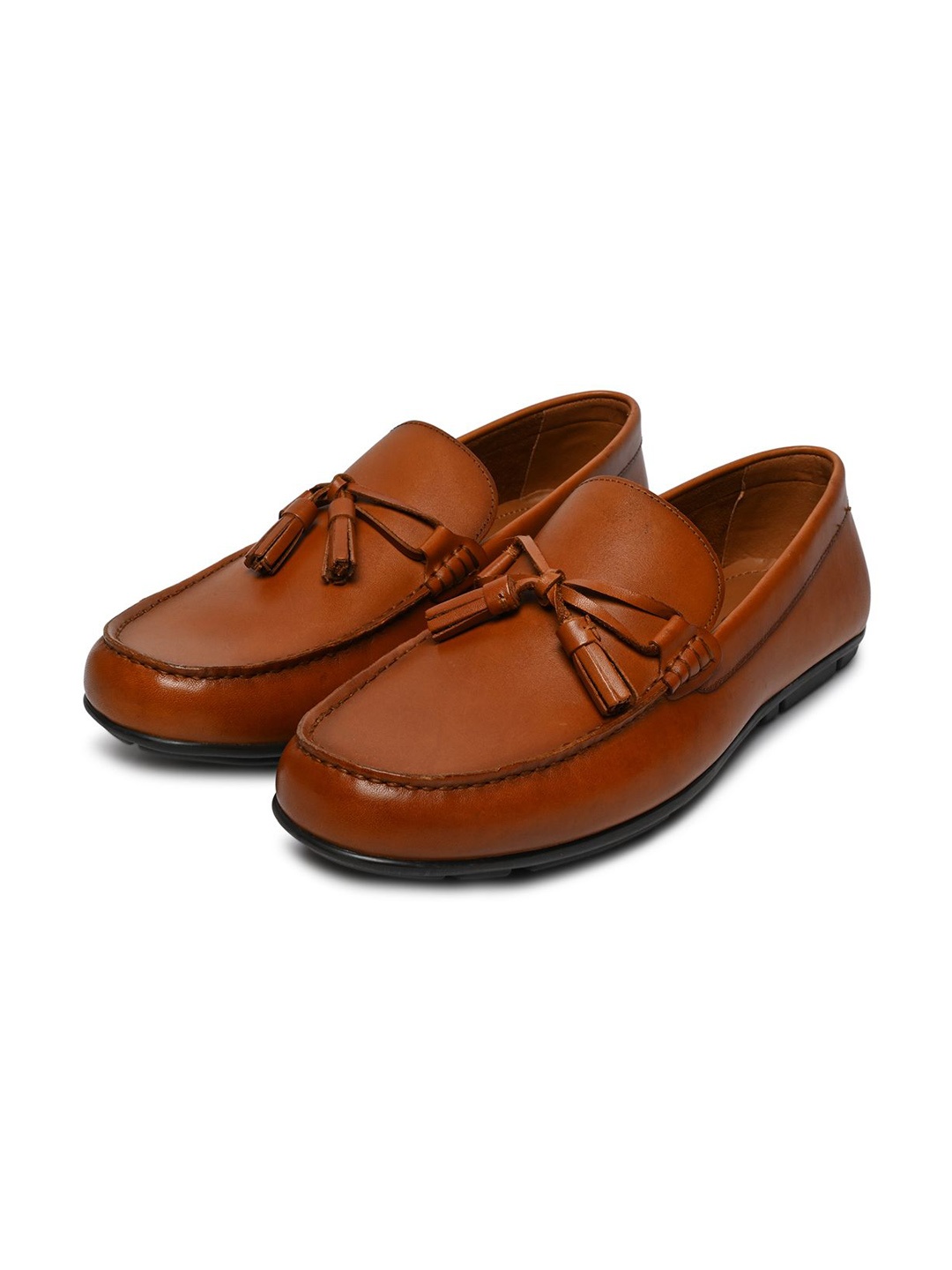 

ALDO Men Leather Round Toe Loafers, Brown