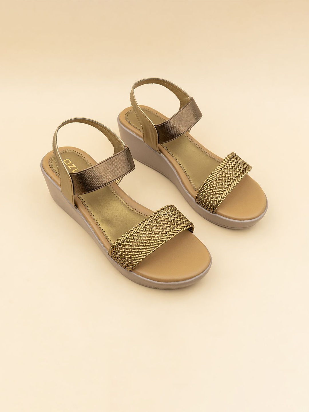 

Ozuri Women Woven Design Wedge Heel Sandals, Copper