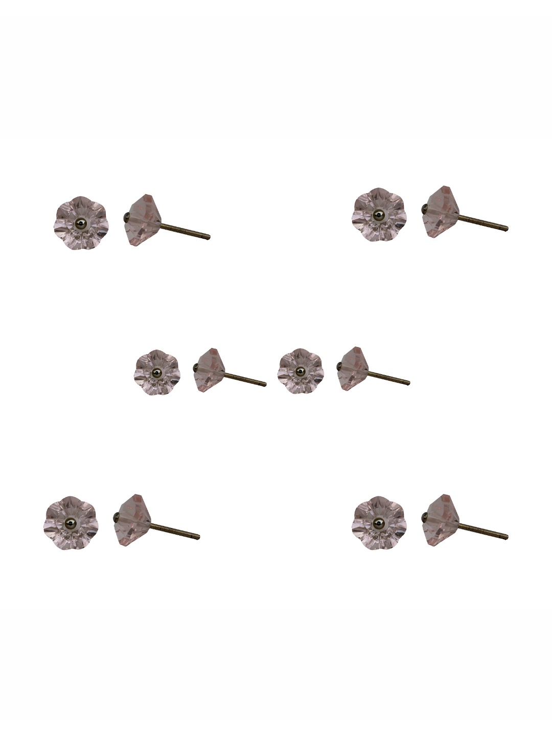 

Indianshelf 6-Pcs Pink Glass Textured Flower Knobs
