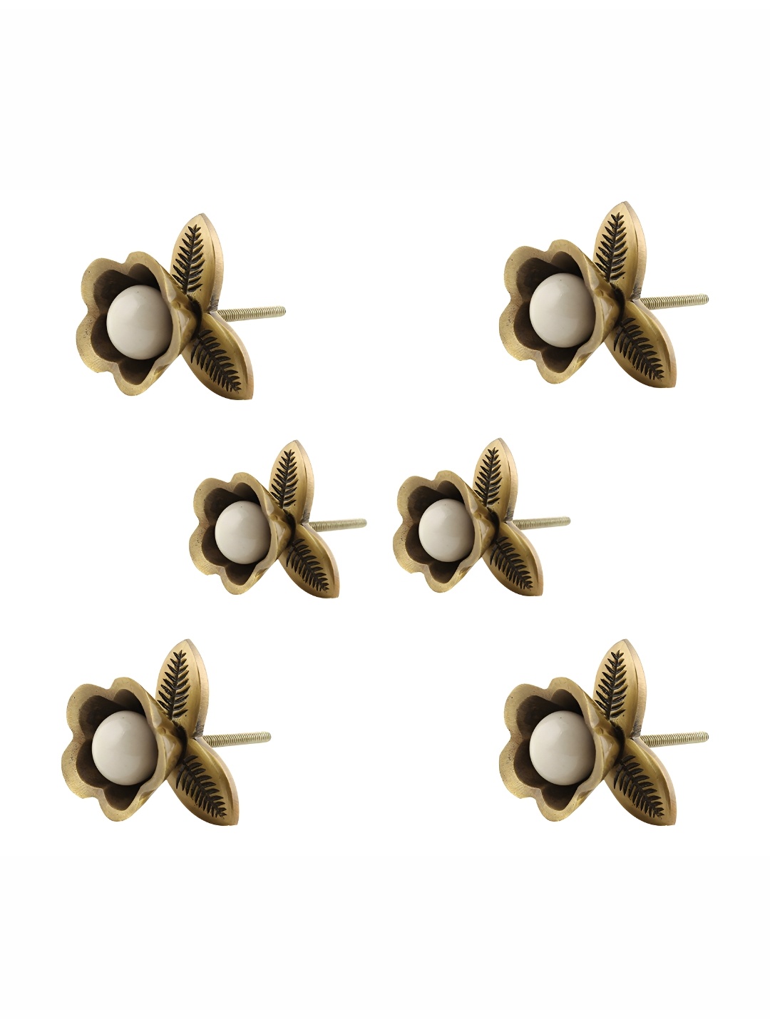 

Indianshelf White & Bronze 6 Pieces Textured Stone Knobs