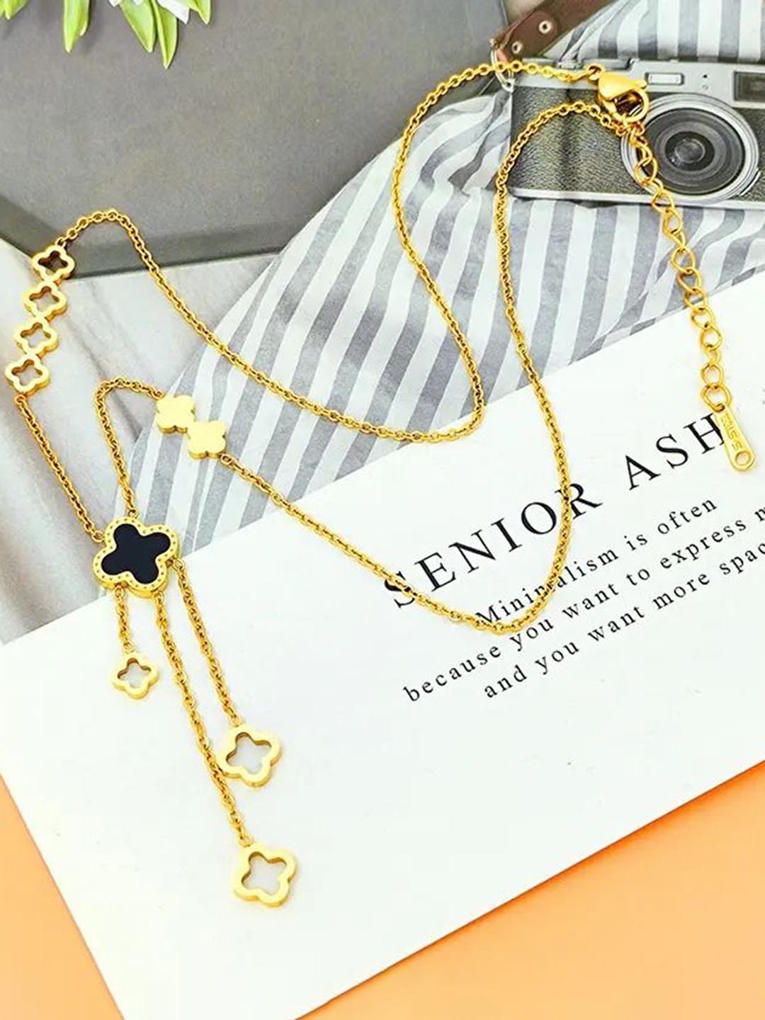 

DIVASTRI Gold Plated Stainless Steel Anti Tarnish Clover Chain
