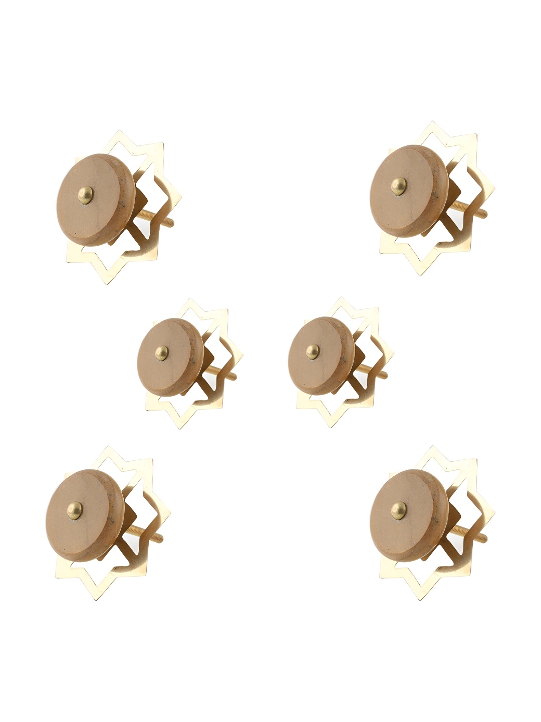 

Indianshelf 6-Pcs Brown Stone Flat Knobs