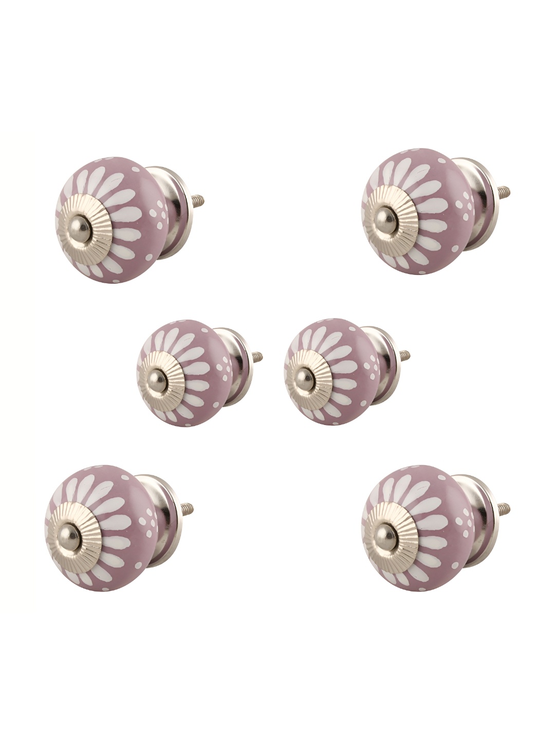 

Indianshelf 6Pcs Purple & White Textured Ceramic Knobs