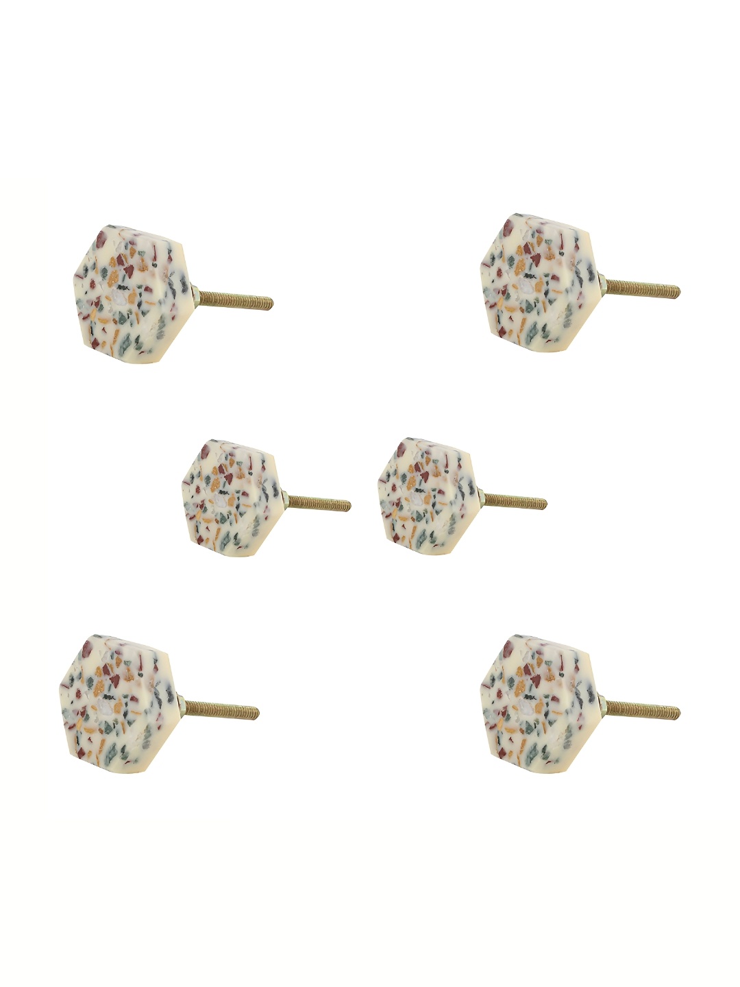 

Indianshelf 6Pcs Cream-Colored & Green Textured Knobs