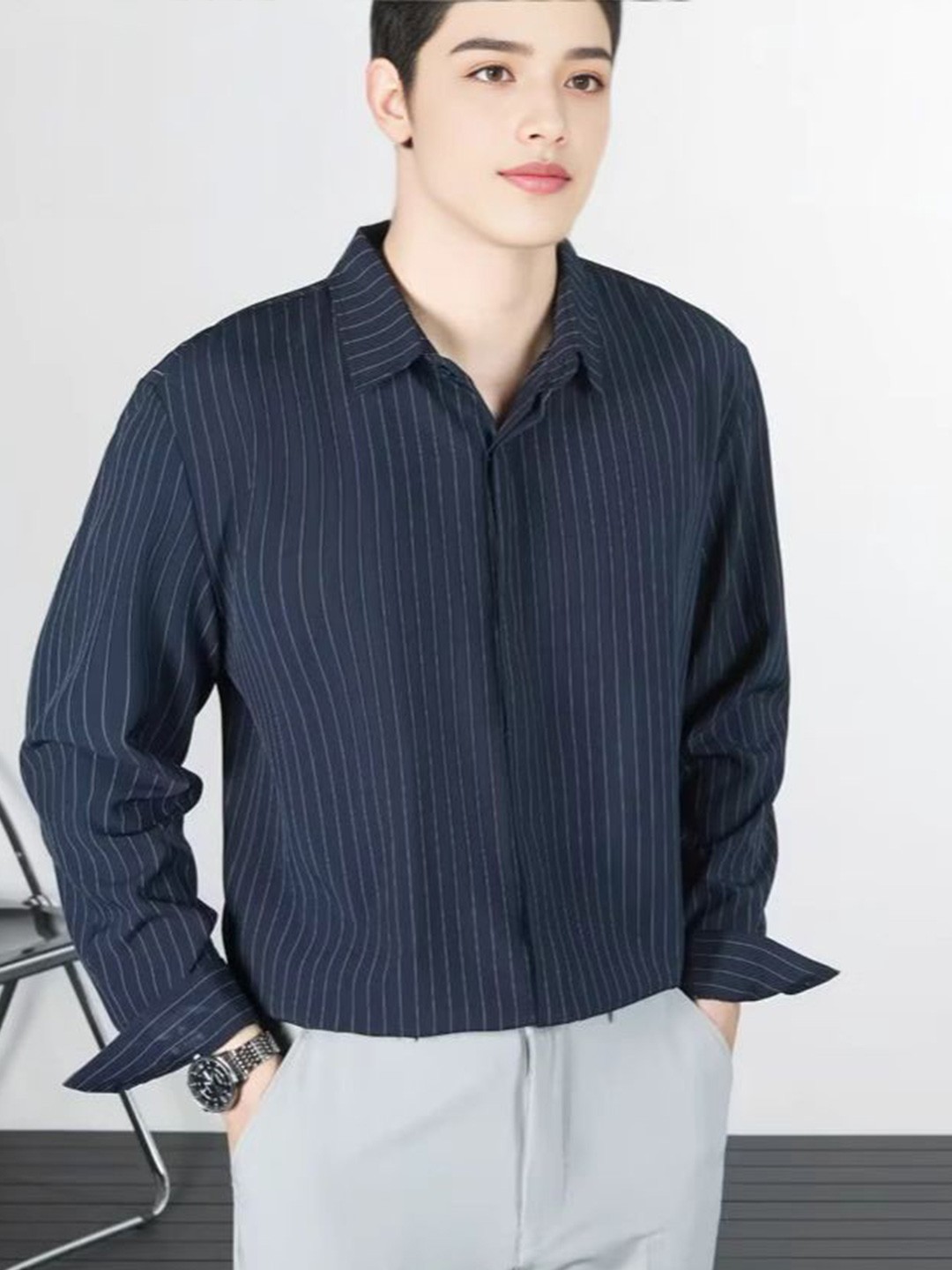 

StyleCast Men Slim Fit Opaque Casual Shirt, Black