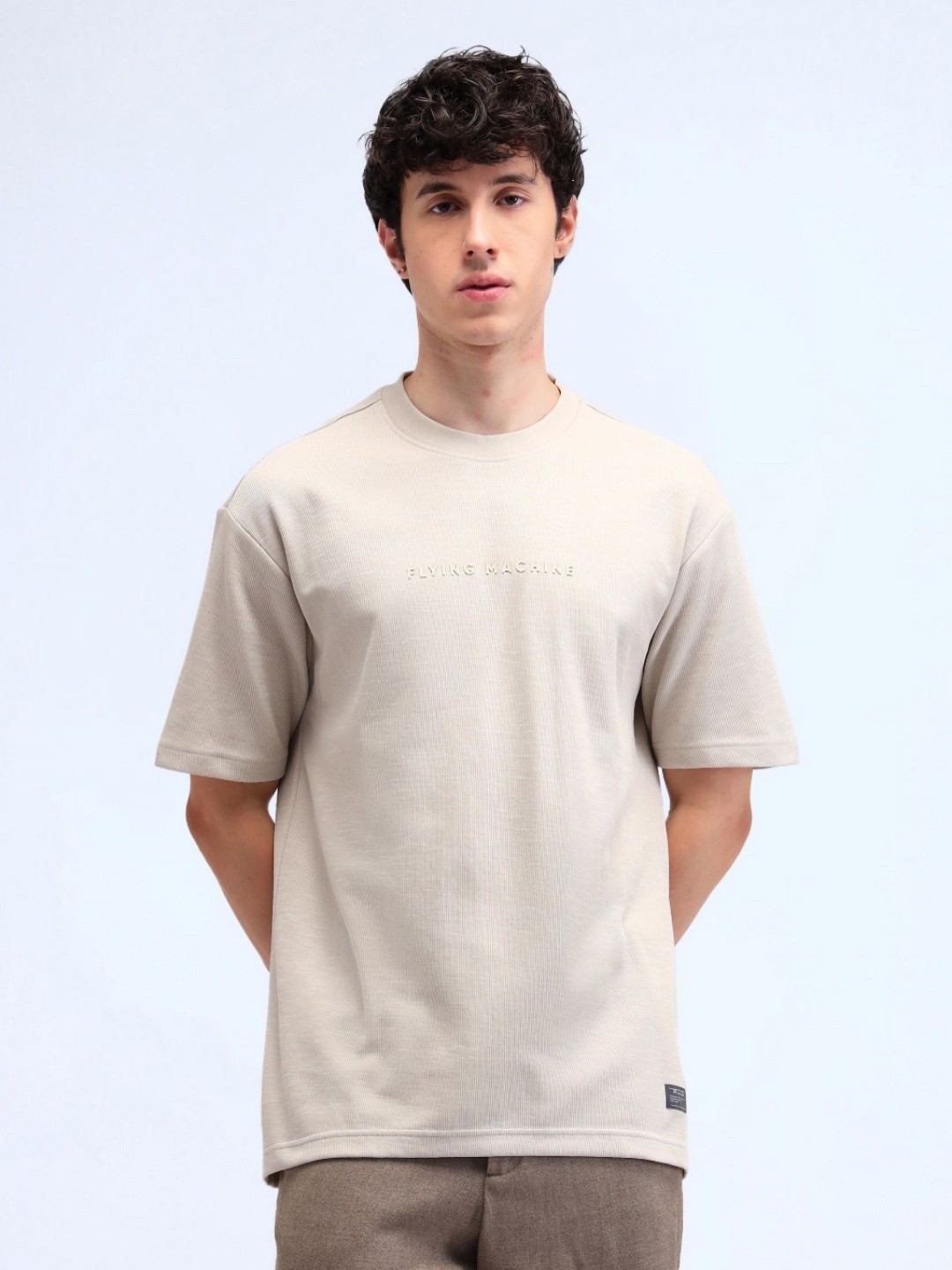 

Flying Machine Men Brand Logo T-shirt, Grey