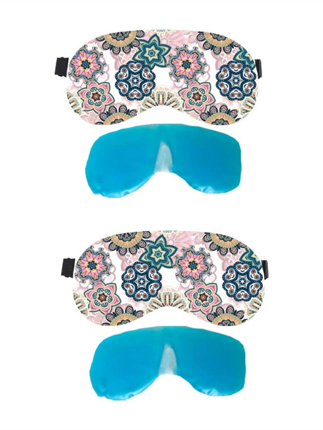 

Lushomes Pack Of 4 Morocco Printed Super Soft Velvet Eye Mask & Gel Tube, White