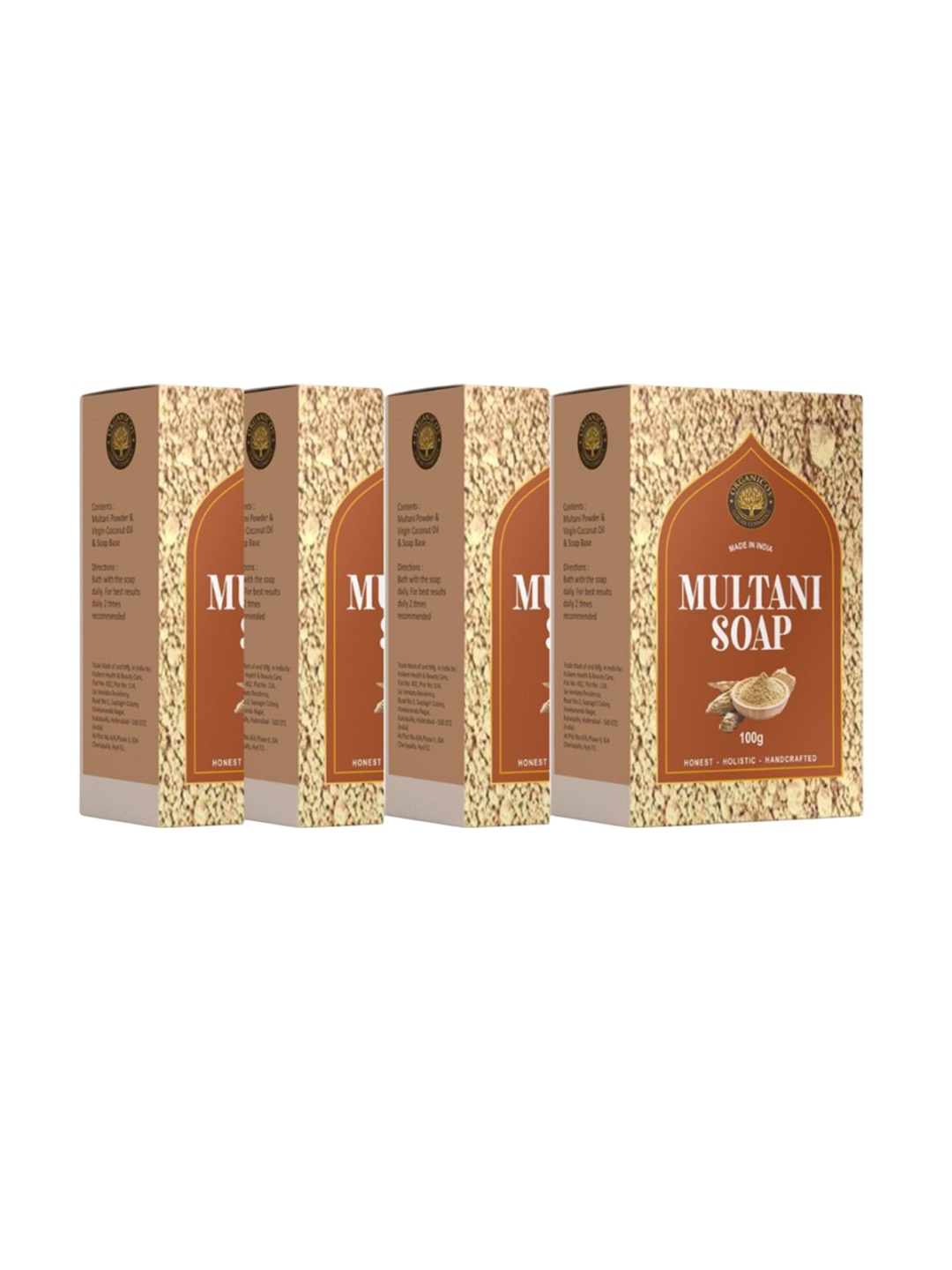 

ORGANICOS Set Of 4 Multani Mitti Soap With Coconut Oil - 100 g Each, Yellow