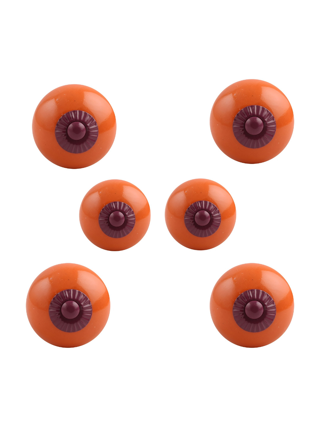 

Indianshelf Set Of 6 Orange Coloured Ceramic Round Knobs